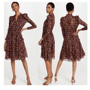 New ULLA JOHNSON Alessandra Dress In Brown Size 2